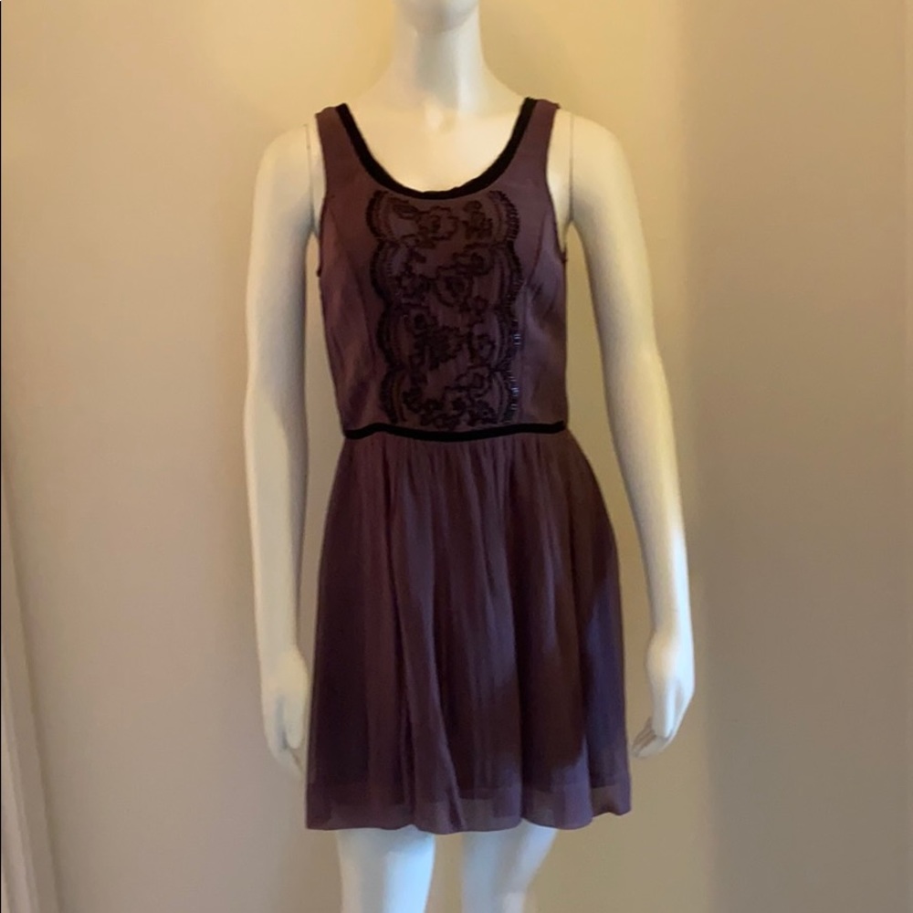 Dark lavender beaded sleeveless dress